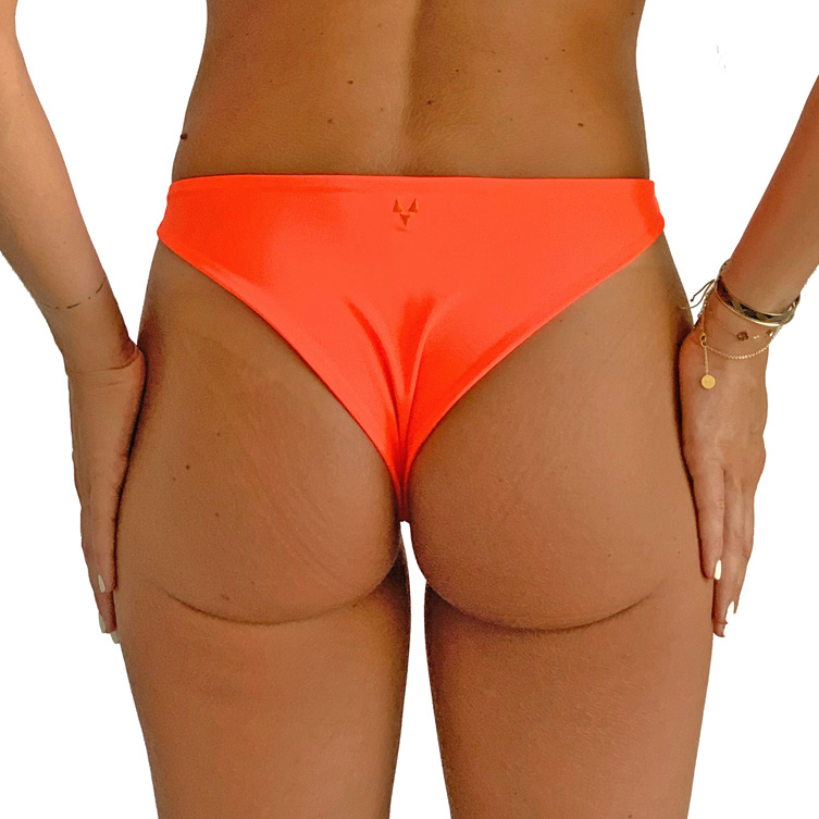 Orange high waisted bikini bottoms
