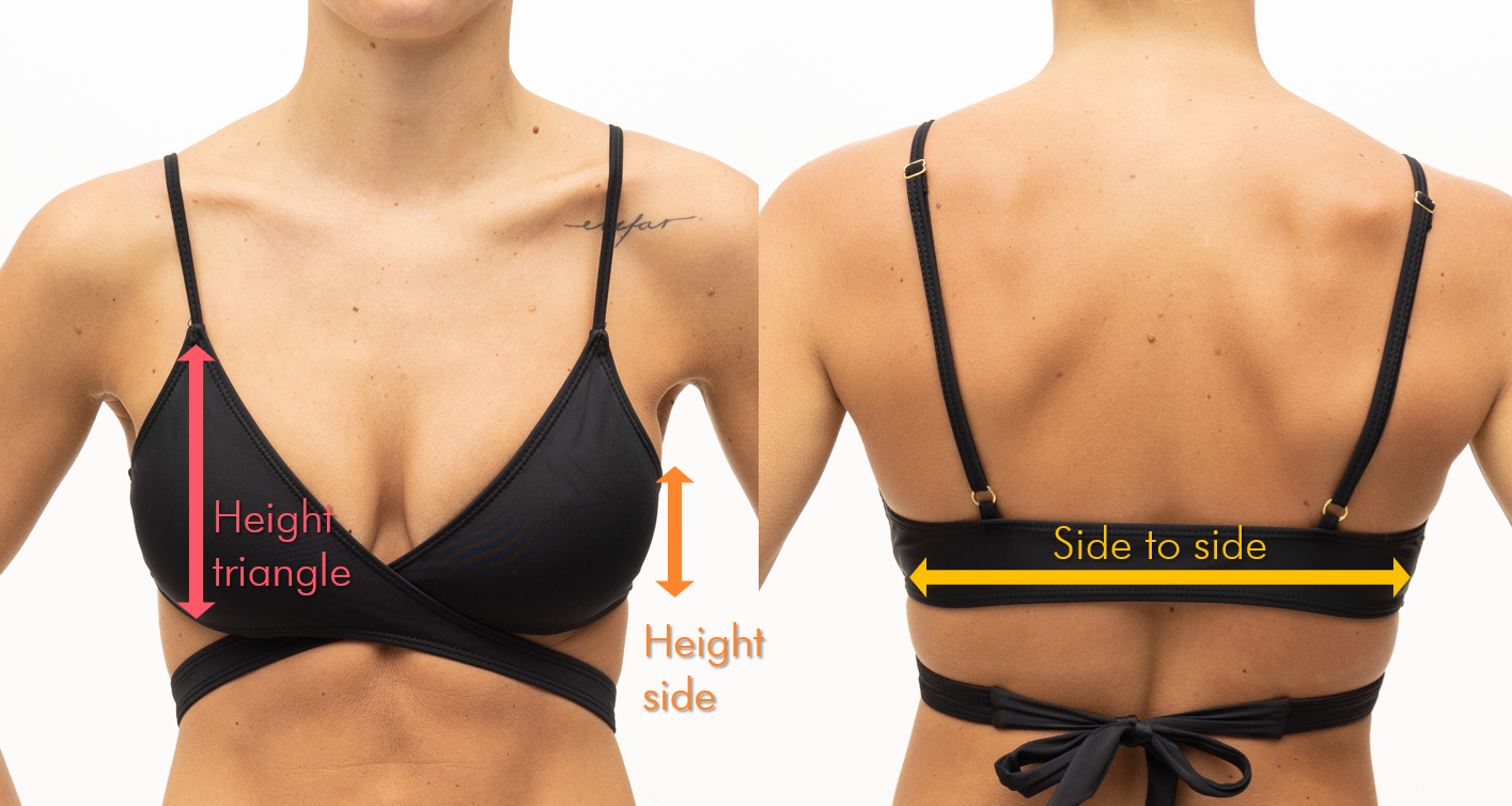 Wrapped bikini top fitting support