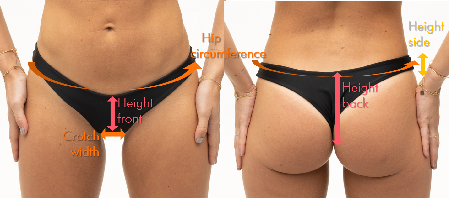 Black brazilian cut bikini bottoms fitting support