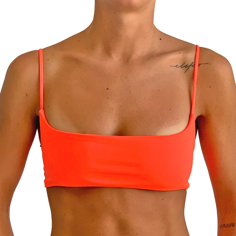 Orange bikini top designed by Kelly Flint